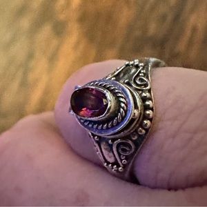 Sterling silver garnet poison ring size 7